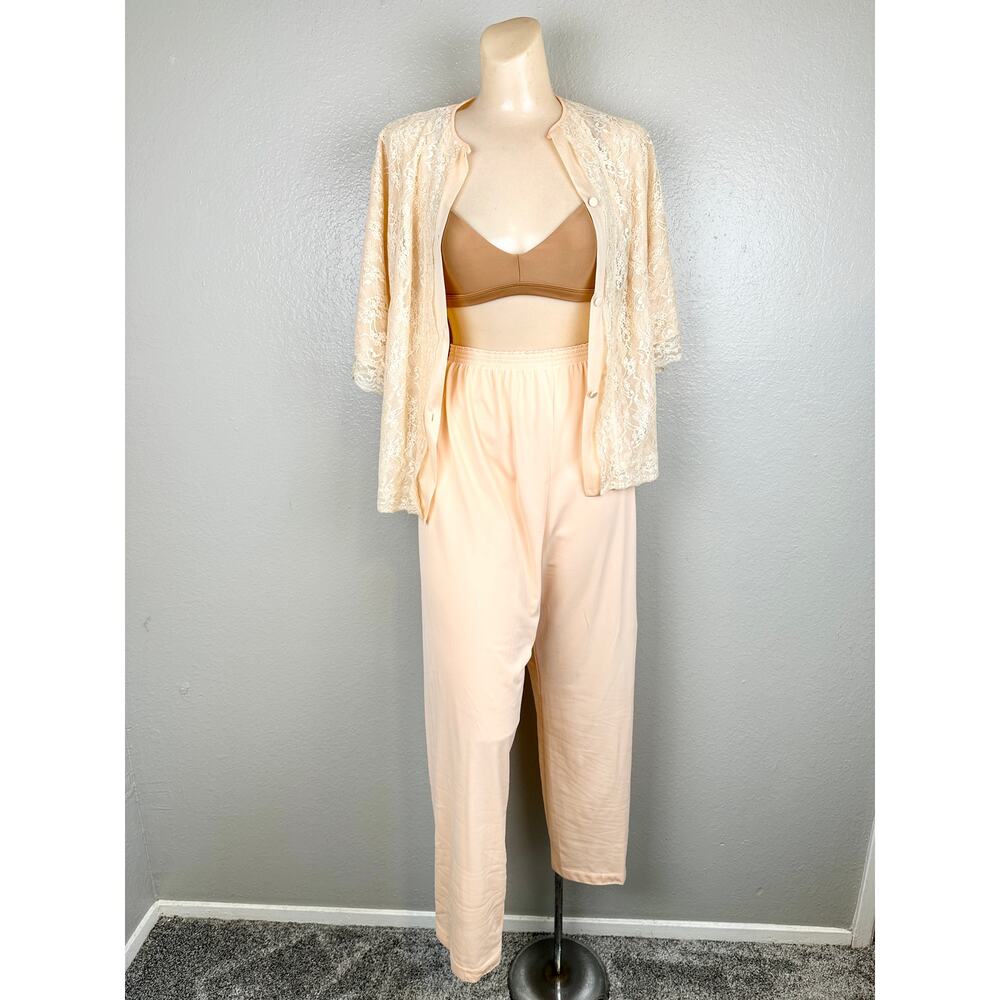 Vintage 50s 60s Vanity Fair Pajama Matching Set Lingerie Lounge Top Pants